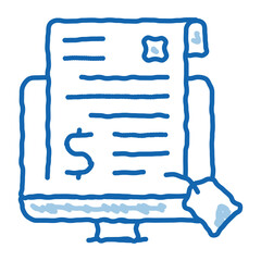 electronic license buying doodle icon hand drawn illustration