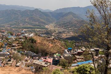 Fototapeta na wymiar The scenic beauty landscape view of Pravas, Tansen from the Shreenagar Hill of Tansen, Palpa, Nepal