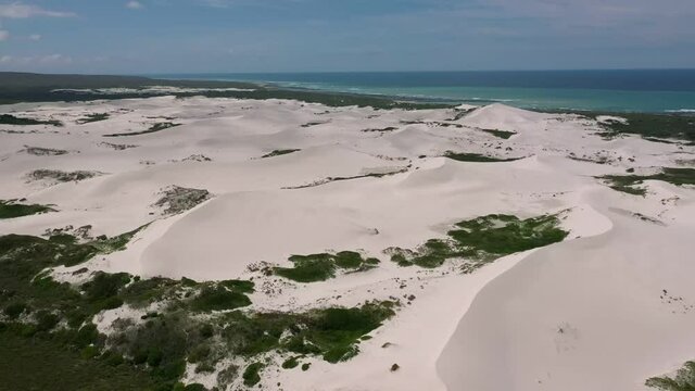 Aerial View Of Rolling Sand Dunes Of Brandfontein Rietfontein Private Nature. Dolly Forward