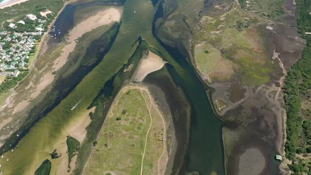 Aerial Over River Tributary System In South Africa. Top Down View