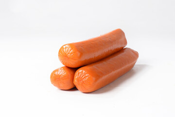 Hot dog sausages on a white background