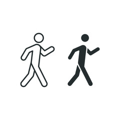 Fototapeta na wymiar Walk line and glyph icon. Simple outline and solid style. Pedestrian, man, pictogram, human, side, walkway concept symbol. Vector illustration isolated on white background. EPS 10.