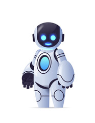 cute robot cyborg modern robotic character artificial intelligence technology concept vertical