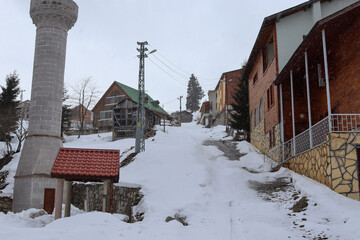 snow covered house
