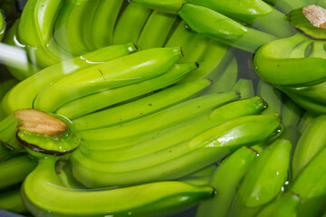 Bunches of fresh green thailand banana