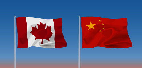 カナダと中国の旗