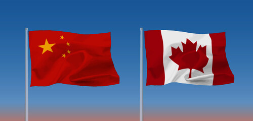 カナダと中国の旗