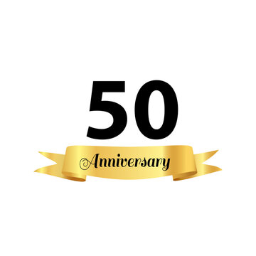 50 Years Anniversary Logo Gold Ribbon