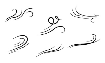 doodle wind  blow, gust design isolated on white background. vector hand drawn illustration