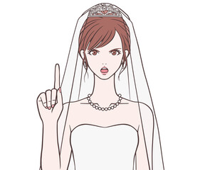 人差し指を立てる花嫁