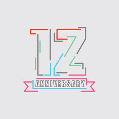 12th Years Anniversary Logo Birthday Celebration Abstract Design Vector Illustration.