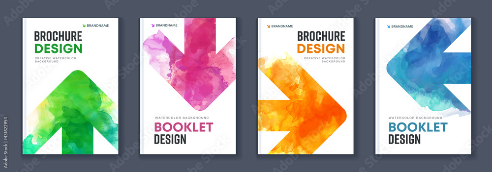 Canvas Prints watercolor booklet brochure colourful abstract layout cover design template bundle set with arrows
