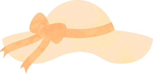 麦わら帽子　オレンジ　リボン