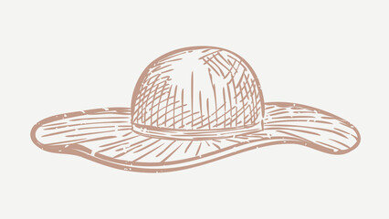 Beach hat printmaking in cute design element