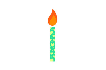 Happy birthday, birthday party, birthday candles colorful flat vector illustration and icon