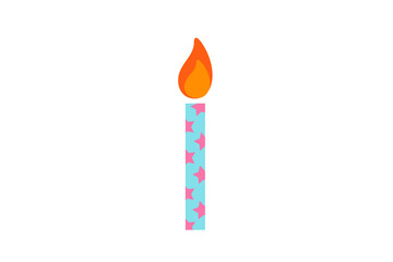 Happy birthday, birthday party, birthday candles colorful flat vector illustration and icon