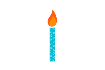 Happy birthday, birthday party, birthday candles colorful flat vector illustration and icon