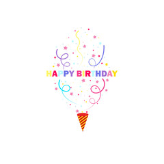 Happy birthday party, birthday party,Exploding party popper with confetti,flat vector llustration and icons.