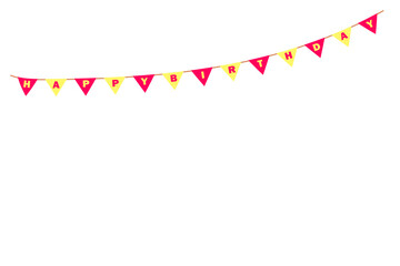 Fototapeta premium Happy birthday party, birthday party, colorful party flags, flat vector illustration and icons