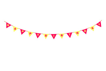 Happy birthday party, birthday party, colorful party flags, flat vector illustration and icons