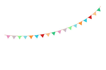Happy birthday party, birthday party, colorful party flags, flat vector illustration and icons