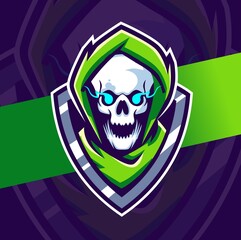skull gamer mascot esport logo design character for gaming and sport