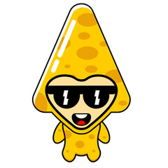 vector illustration of cartoon mascot character triangle with cheese costume