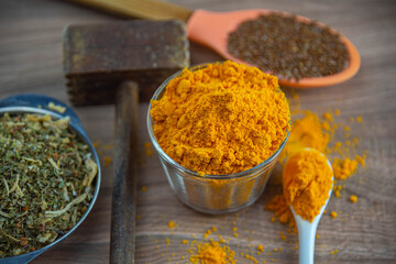 Ground culinary condiment made from saffron (Crocus sativus)