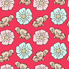 Contemporary print cartoon floral seamless pattern, great design for cover, poster, paper, fabric. Isolated vector. The concept of holiday, summer, joy, relaxation.