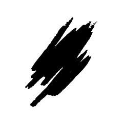 Dynamic pastel stain. Handdrawn black pastel texture isolated in white background. Vector illustration