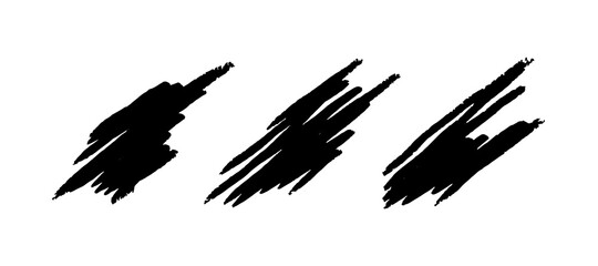 Sketch marker templates. Black chalk textures isolated in white background. Flat vector illustration