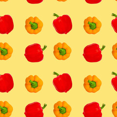 abstract food background, seamless pattern vegetables yellow and red sweet bell pepper