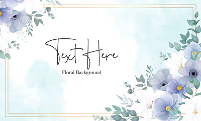 Beautiful floral background with elegant navy blue and white flower