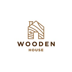 wood house line logo icon vector Illustration