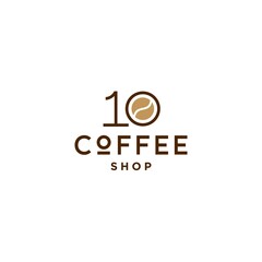 ten 10 coffee shop concept logo design with coffee beans icon 