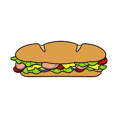 Cartoon Submarine Sandwich Vector Illustration
