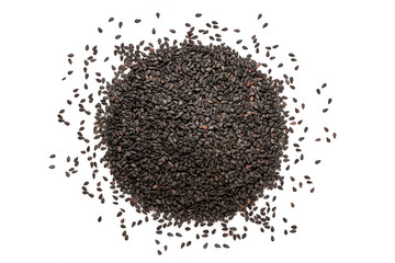 Black sesame seed isolated on white background.