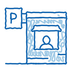 Parking doodle icon hand drawn illustration