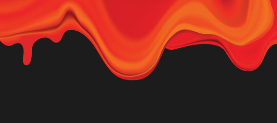 Background design with liquid orange and  red paint flow. Abstract fluid web header backdrop design.