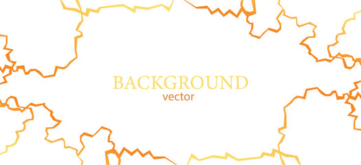 Banner is a golden kintsugi pattern. Cracks, marble texture. Hand-drawn template for the design of social networks, postcards, invitations. Vector flat illustration on a white background.