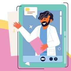 Online doctor consultant flat icons
