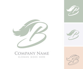 A Vector Logo Illustration of Feather Monogram Initial Letter B