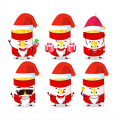Santa Claus emoticons with cup of potato chips cartoon character