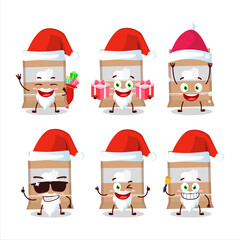 Santa Claus emoticons with fast food bag cartoon character