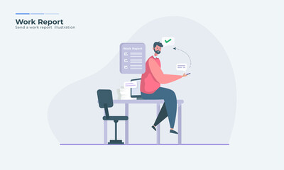 A man sending a message, send job report via mobile