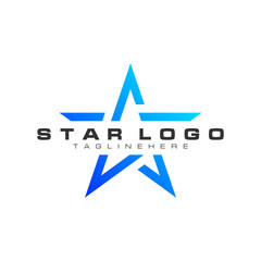 blue star logo design template