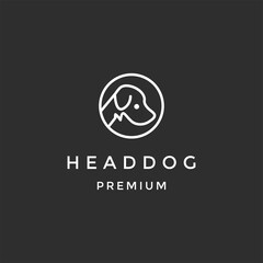 The dog's head icon. Flat style. Face line. Vector illustration on black background