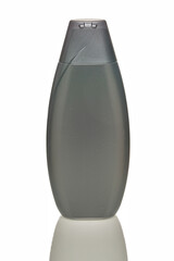 Gray plastic bottle on a white background, blank for design, place for text