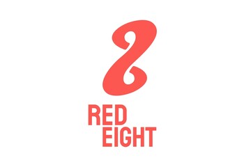red figure eight number art logo concept design illustration