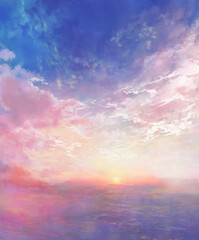 夏空の風景イラスト 青 Wall Mural Wallpaper Murals Gelatin 夏空の風景イラスト 青 Wall Mural Wallpaper Murals Gelatin